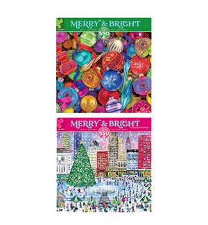 550PC MERRY & BRIGHT ASST (6) BL *HOLIDAY*